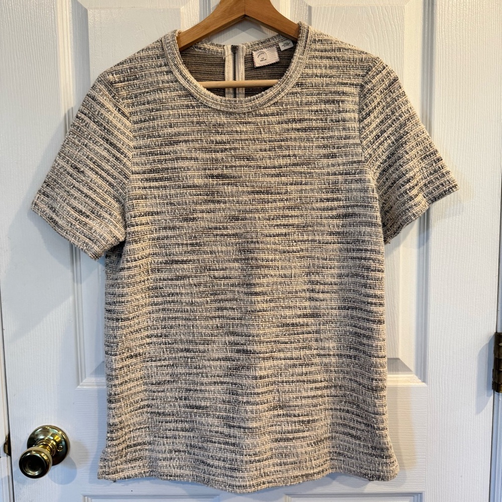 Anthropologie Tweed Sparkle Short Sleeve Top Textured Knit Medium